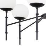 Black Sputnik Six Light Metal and Frosted Glass Dimmable Chandelier - Image 5