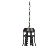 Black Candle Style Six Light Metal and Beads Dimmable Chandelier - Image 3