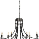 Black Candle Style Six Light Metal and Beads Dimmable Chandelier - Image 4