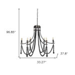 Black Candle Style Six Light Metal and Beads Dimmable Chandelier - Image 5