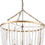 Gold And White Empire Three Light Metal and Beads Dimmable Chandelier - Image 4