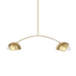 Brass Two Light Metal Dimmable Chandelier With White Shades - Image 2