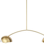 Brass Two Light Metal Dimmable Chandelier With White Shades - Image 4