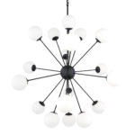Black Eleven Light Frosted Metal and Glass Dimmable Chandelier With White Shades - Image 2