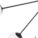Black Eleven Light Frosted Metal and Glass Dimmable Chandelier With White Shades - Image 4