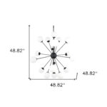 Black Eleven Light Frosted Metal and Glass Dimmable Chandelier With White Shades - Image 5