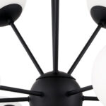 Black Sputnik Multi Light Frosted Metal and Glass Dimmable Chandelier With White Shades - Image 3