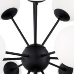 Black Sputnik Multi Light Frosted Metal and Glass Dimmable Chandelier With White Shades - Image 4