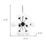 Black Sputnik Multi Light Frosted Metal and Glass Dimmable Chandelier With White Shades - Image 5