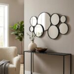 Set Of Eight Black Metal Round Cojoined Accent Mirrors - Image 13