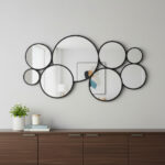 Set Of Eight Black Metal Round Cojoined Accent Mirrors