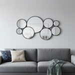 Set Of Eight Black Metal Round Cojoined Accent Mirrors - Image 2