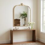 31" Gold Metal Art Deco Arch Accent Mirror - Image 13