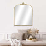 31" Gold Metal Art Deco Arch Accent Mirror - Image 11