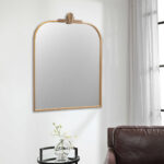 31" Gold Metal Art Deco Arch Accent Mirror - Image 9