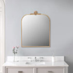 31" Gold Metal Art Deco Arch Accent Mirror - Image 10