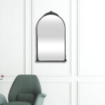 34" Black Metal Arch Accent Mirror - Image 9