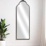 65" Black Metal Arch Full Length Hanging Mirror