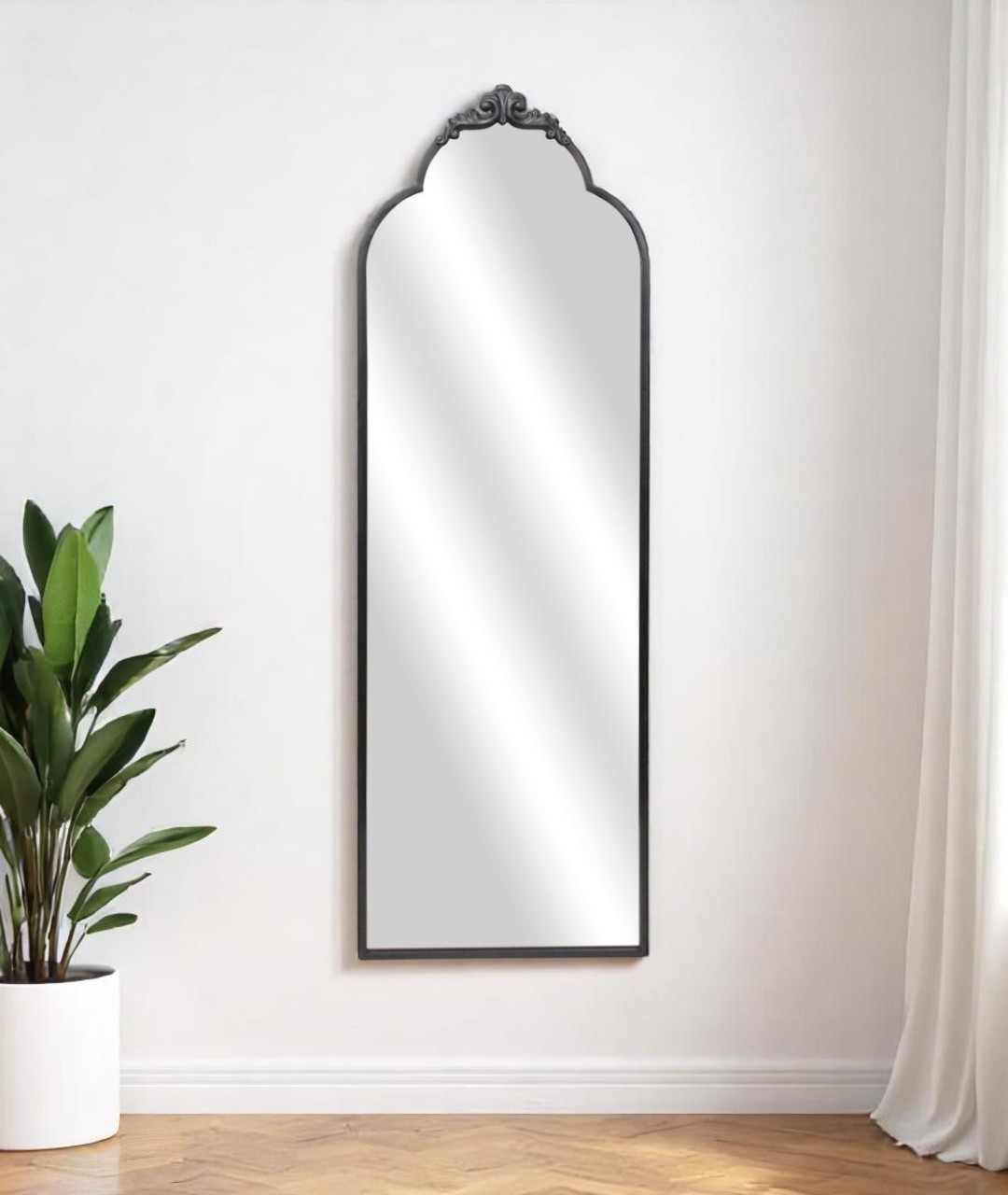 632510_13_eyRDXV9a-3.jpg 65" Black Metal Arch Full Length Hanging Mirror - Image 1