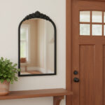 16" Black Metal Arch Accent Mirror