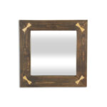 22" Brown Wood With Gold Bows Square Accent Mirror - Image 2