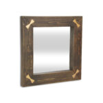 22" Brown Wood With Gold Bows Square Accent Mirror - Image 3
