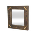 22" Brown Wood With Gold Bows Square Accent Mirror - Image 4