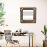 22" Brown Wood With Gold Bows Square Accent Mirror - Image 8