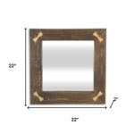 22" Brown Wood With Gold Bows Square Accent Mirror - Image 11