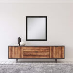 32" Dark Brown Wood Accent Mirror - Image 4