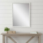 39" White Wood Accent Mirror