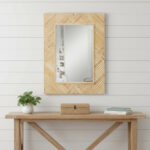 40" Light Brown Wood Accent Mirror