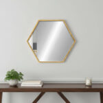 25" Gold Metal Hexagon Accent Mirror