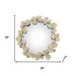29" Beige Metal Round Accent Mirror - Image 7