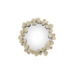 29" Beige Metal Round Accent Mirror - Image 2