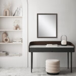 31" Dark Brown Solid Wood Framed Accent Mirror - Image 5
