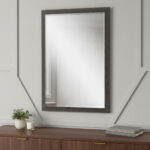31" Dark Brown Solid Wood Framed Accent Mirror