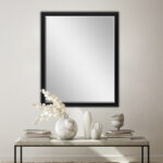 50" Black Solid Wood Framed Accent Mirror - Image 5