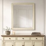 52" Ivory Distressed Wood Framed Accent Mirror