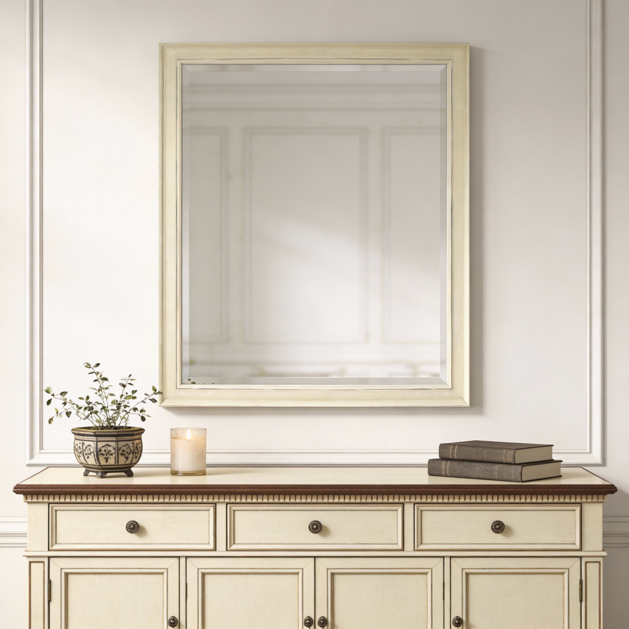 632866_8_LPwAmKlg.jpg 52" Ivory Distressed Wood Framed Accent Mirror - Image 1