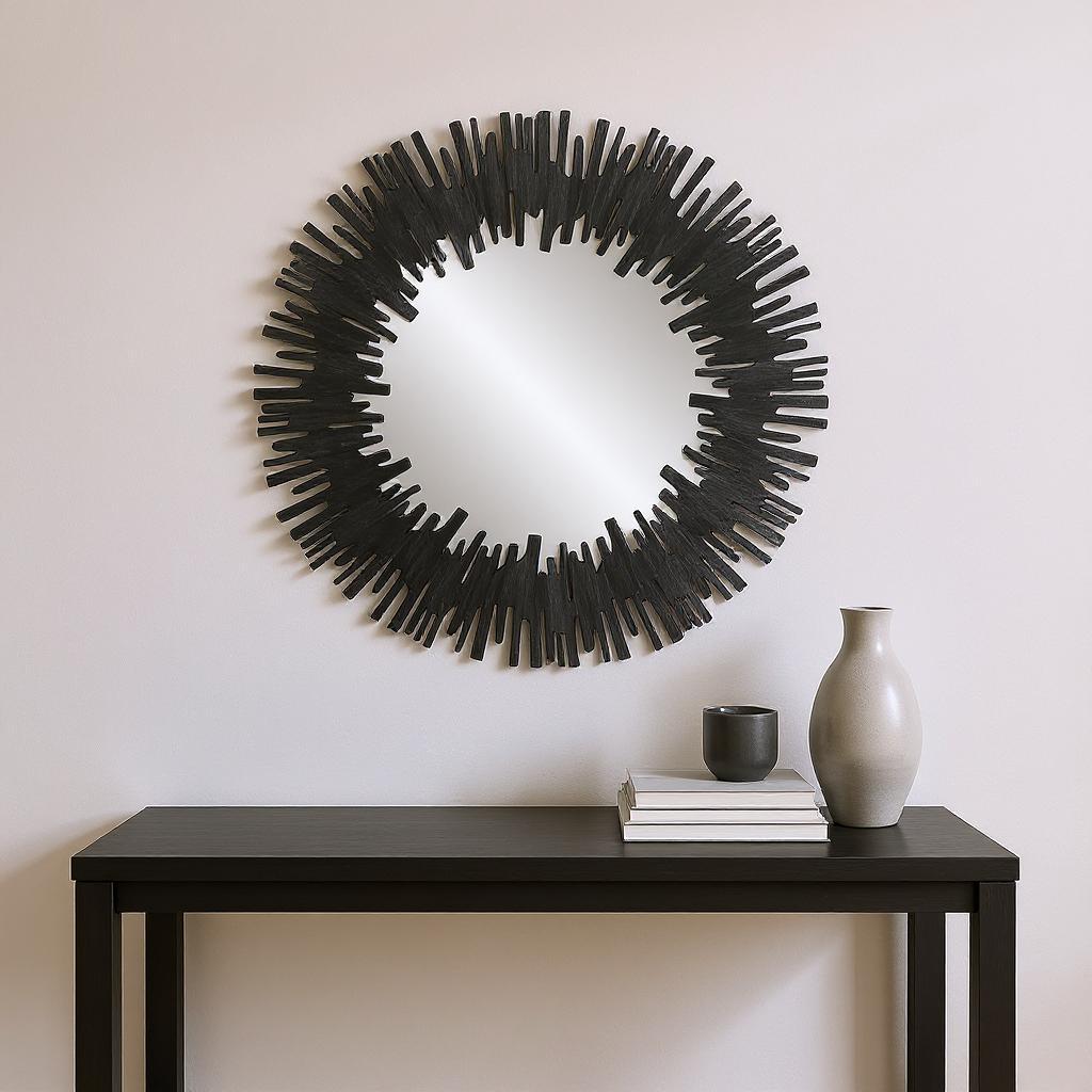 635504_11_BapINzR4.jpg 36" Black Wood Sunburst Framed Accent Mirror - Image 1