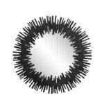 36" Black Wood Sunburst Framed Accent Mirror - Image 2