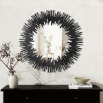 36" Black Wood Sunburst Framed Accent Mirror - Image 6