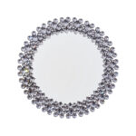 20" Silver Round Faux Crystal Bling Framed Accent Mirror - Image 2