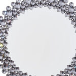 20" Silver Round Faux Crystal Bling Framed Accent Mirror - Image 4