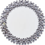 20" Silver Round Faux Crystal Bling Framed Accent Mirror - Image 3