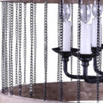 Black And Natural Wood and Metal Cylinder Six Light Dimmable Chandelier - Image 9