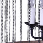Black And Natural Wood and Metal Cylinder Six Light Dimmable Chandelier - Image 6