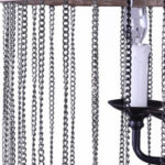 Black And Natural Wood and Metal Cylinder Six Light Dimmable Chandelier - Image 3