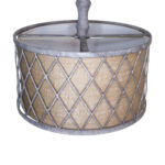 Gray Drum Distressed Galvanized Metal Dimmable Chandelier With Natural Shade - Image 3